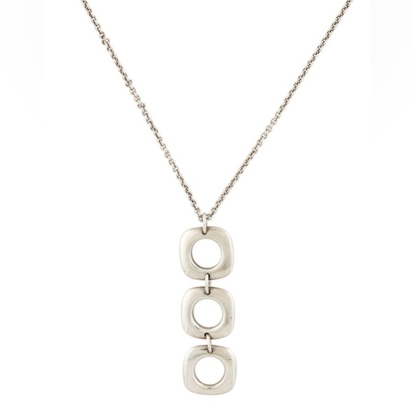 Tiffany & Co. Square Cushion Triple Drop Pendant Necklace Sterling Silver Rare - Picture 3 of 6